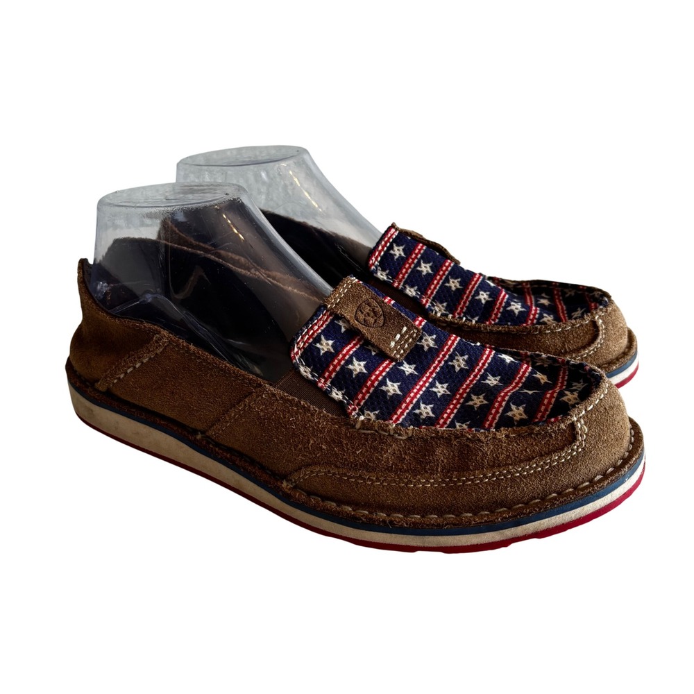 Ariat Cruiser Womens 9B Brown Suede Americana Stars Stripes Loafers 10021624